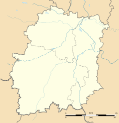 Mapa konturowa Essonne, po prawej znajduje się punkt z opisem „Nainville-les-Roches”