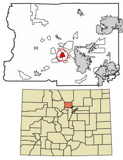 Location of the Crisman CDP in Boulder County, Colorado