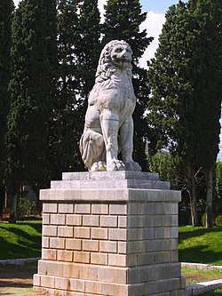 Památník lva ve vesnici
