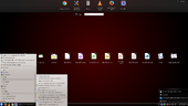 Kubuntu 14.04.3-LTS з активованим Search and Launch (пошук і запуск) на всю стільницю і активованим класичним меню запуску програм, тема Oxygen - одна з класичних тем для версій до 15.04