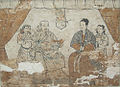 Two women (right) wearing parallel collar banbi, Yuan dynasty