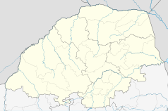 Mapa konturowa Limpopo, blisko centrum na prawo znajduje się punkt z opisem „Tzaneen”