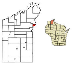 Location of Washburn in Bayfield County, Wisconsin.