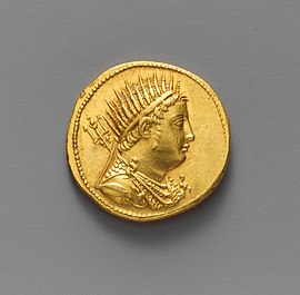 Золота октадрахма Птолемея IV Філопатора Музей мистецтва Метрополітен