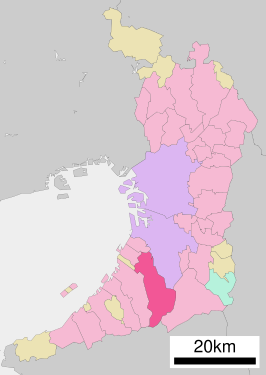 Situering van Izumi in de prefectuur Osaka