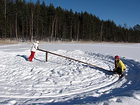 Winter fun on a frozen lake