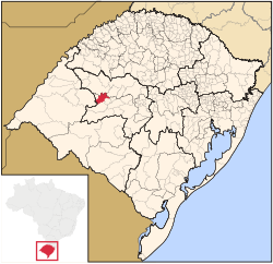 Localização de Jaguari no Rio Grande do Sul