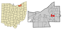 Location in Cuyahoga County and the state of Ohio