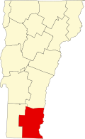 ウィンダム郡の位置を示したバーモント州の地図