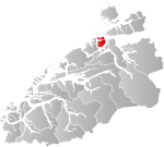 Mapa do condado de Møre og Romsdal com Kristiansund em destaque.