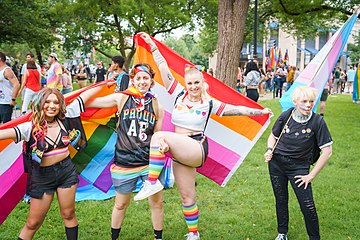 Drapeau lesbien, marche des fiertés de Washington, 2021.