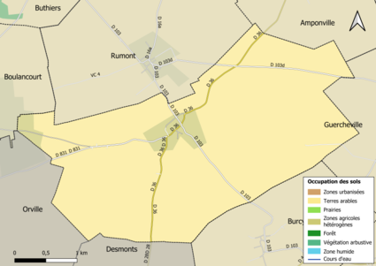 Carte des infrastructures et de l'occupation des sols en 2018 (CLC) de la commune.