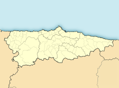 Mapa konturowa Asturii, po prawej znajduje się punkt z opisem „Caravia”