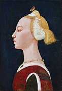 पाओलो उकेलो, एक महिला का पोर्ट्रेट, c. 1450, फ्लोरेंस