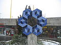 Sculpture de Vasarely à la gare de Budapest-Déli.