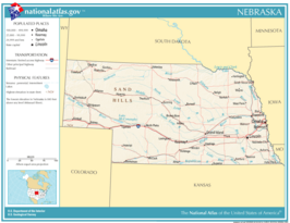 Kaart van State of Nebraska