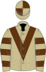 Beige, brown chevron, hooped sleeves, quartered cap