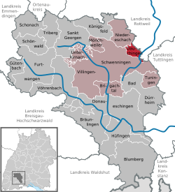 Elhelyezkedése Baden-Württemberg térképén