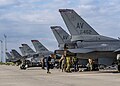 US F-16s parked at the base in 2022.