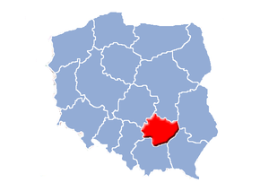 Poziția regiunii Voievodatul Sfintei Cruci (Województwo świętokrzyskie)