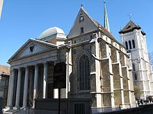 Façade de la cathédrale Saint-Pierre de Genève