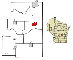 Location of Green Lake in Green Lake County, Wisconsin.