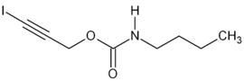 Structuurformule van joodpropynylbutylcarbamaat