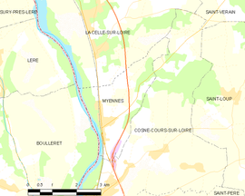 Mapa obce Myennes