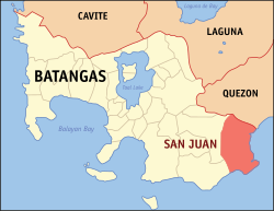 Peta Batangas dengan San Juan dipaparkan