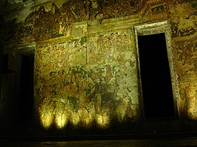 Cave 2, showing the extensive paint loss of many areas. It was never finished by its artists, and shows Vidhura Jataka.[2]