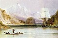 HMS Beagle at Tierra del Fuego (painted by Conrad Martens).