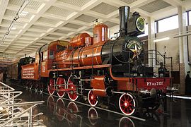 Russische Lokomotive U-127, Lenins 4-6-0-Schweröl-Verbunddampflokomotive, die im Putilowwerk gebaut wurde und heute im Museum der Moskauer Eisenbahn am Pawelezer Bahnhof steht