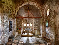 Inside view.Graves of Andrea Muzaka and his wife can be seen on the floor of the church.