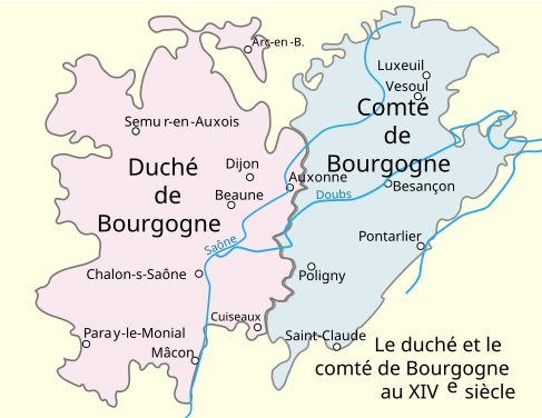 Duché et Comté de Bourgogne au XIVe siècle.