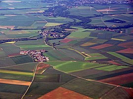 An aerial view of Godenvillers and Domfront