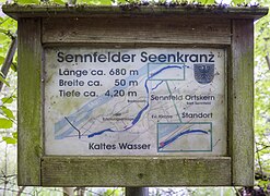 Info-Tafel zum Sennfelder Seenkranz, mit Daten zum Kalten Wasser