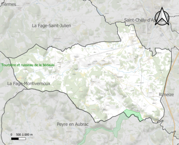 Carte de la ZNIEFF de type 1 sur la commune.