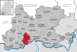 Elhelyezkedése Baden-Württemberg térképén