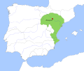 Localización de la Taifa de Zaragoza en la península ibérica (1080)