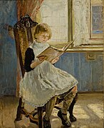 Girl Reading (1889), deur Fritz von Uhde. Olieverf op doek.