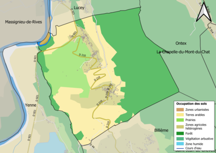 Carte en couleurs présentant l'occupation des sols.