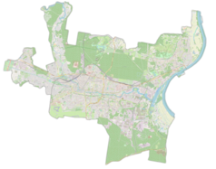 Mapa konturowa Bydgoszczy, w centrum znajduje się punkt z opisem „Galeria Autorska”