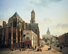 Jan Hendrik Verheijen: Gezicht op het koor en de toren van de kathedraal te Utrecht (1829)