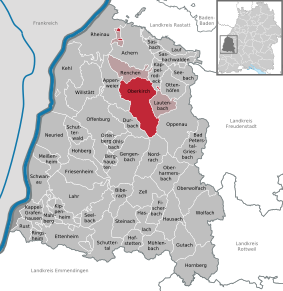 Poziția orașului Oberkirch pe harta districtului Ortenaukreis