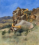 Haukotteleva käärme, 1899, maalattu Kaukasuksen matkalla
