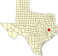 Map of Teksas highlighting Walker County