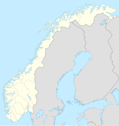 Mapa konturowa Norwegii, na dole po lewej znajduje się punkt z opisem „Hafjell”