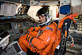 James P. Dutton Jr. on the flight deck of the Full Fuselage Trainer