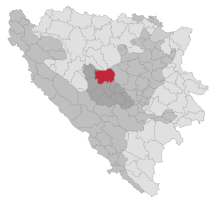 Lage der Gemeinde Travnik in Bosnien und Herzegowina (anklickbare Karte)