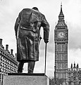 Statue of Winston Churchill in Parliament Square, opposite the Palace of Westminster